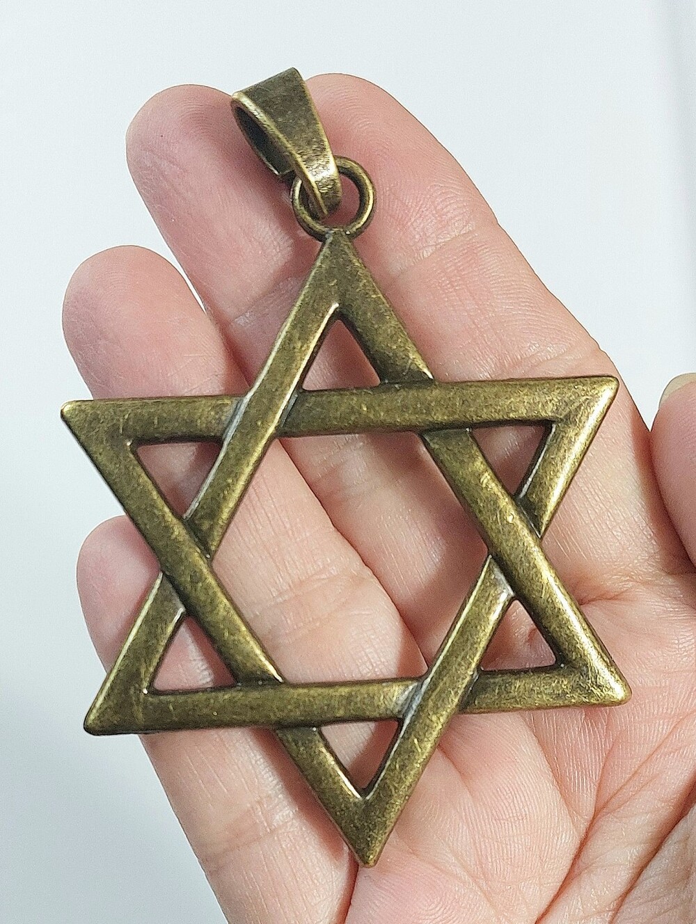 Bronze Jewish Star Of David Necklace Pendant - Womens Mens Jewelry
